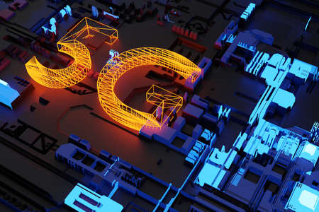 New 5th generation of internet, 5G network wireless with High speed connection online gaming,...