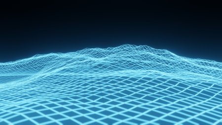 Big data analysis futuristic concept with network mesh and artificial intelligence, 3D rendering business conceptの写真素材