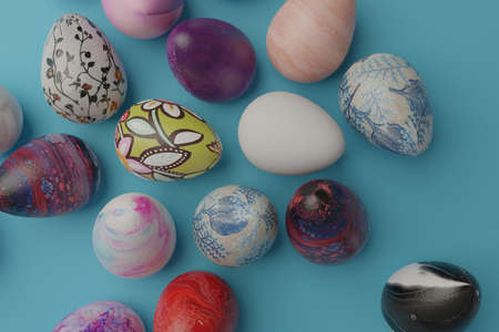 Brown eggs with faces drawn at surfaceの写真素材