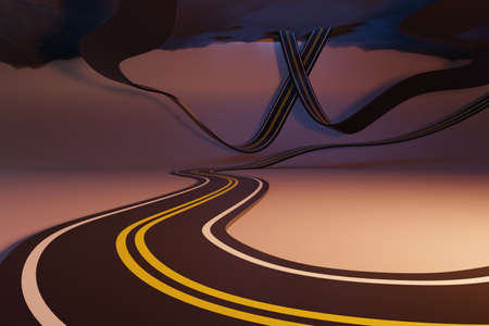 tangled roads over the grey background. Concept of choosing the right way in business and life.の写真素材