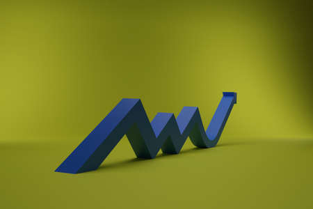 3D growth chart arrow with studio background. concept for business leadership success with strategic planning and management idea. 3D renderingの写真素材