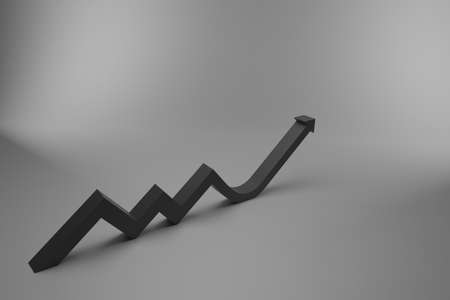 3D growth chart arrow with studio background. concept for business leadership success with strategic planning and management idea. 3D renderingの写真素材
