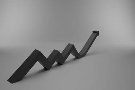 3D growth chart arrow with studio background. concept for business leadership success with strategic planning and management idea. 3D renderingの写真素材