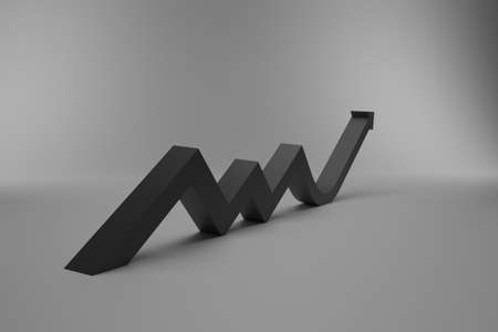 3D growth chart arrow with studio background. concept for business leadership success with strategic planning and management idea. 3D renderingの写真素材
