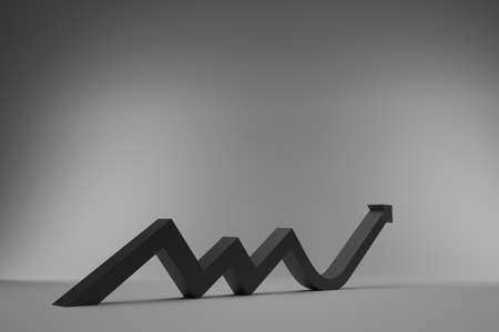 3D growth chart arrow with studio background. concept for business leadership success with strategic planning and management idea. 3D renderingの写真素材