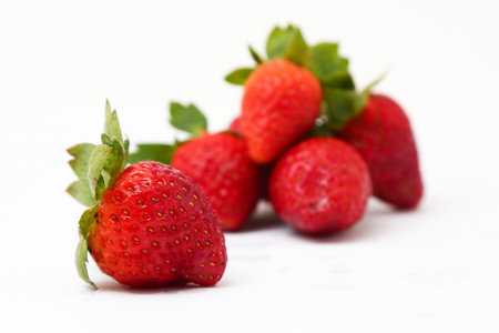 Strawberry isolated on white background. Fresh strawberry on white backgroundの写真素材