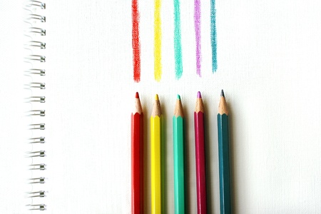 Colored pencils on drawing paper for sketchingの写真素材