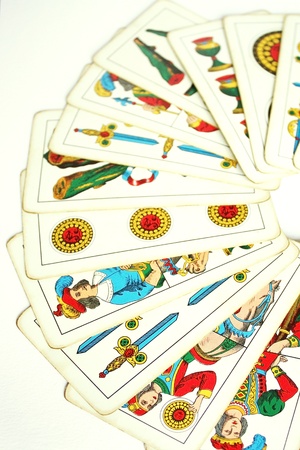 Photo of vintage Trump Cards put into semicircleの写真素材