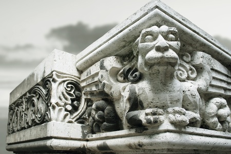 Detail of an angle top with beautiful artistic decorationの写真素材