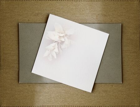 Background elegant square card letter with a floral decorationの写真素材