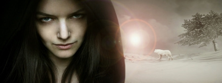 Beautiful seductive young woman model portrait in a fantasy background