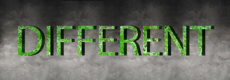 Graphic banner with the inscription different in grass texture on grungy backgroundの写真素材