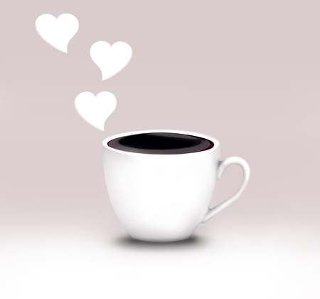 Close up of a Dark Chocolate Cup with three heart shapeの写真素材