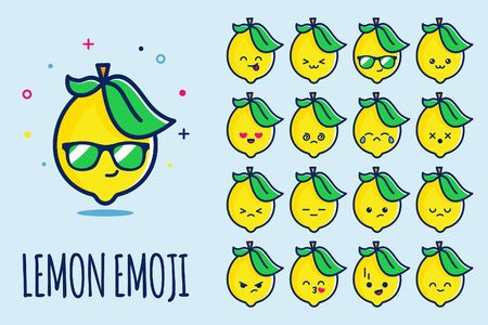 Lemon Emoji Sticker Icon Setのイラスト素材
