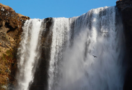 Seljalandsfoss waterfall in the south of Iceland.