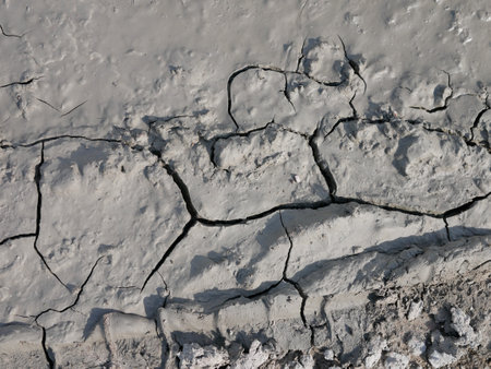 Dry cracked mud, close-upの写真素材