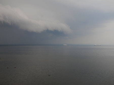 Clouds over the Baltic sea in a rainy day