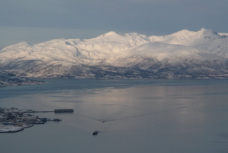 view from the mountain in winter in Norway