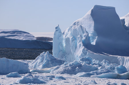 Icebergs in Antarctica, global warming, climate change and global warming concept