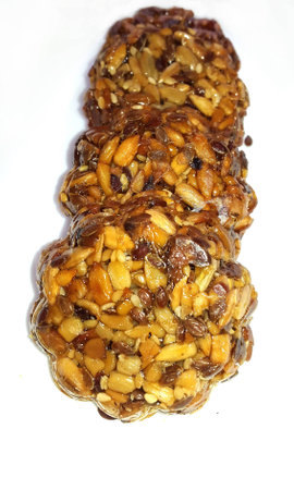 Stack of kozinaki. Isolated on a white background.の写真素材