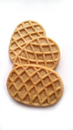 Freshly baked cookie on white backgroundの写真素材