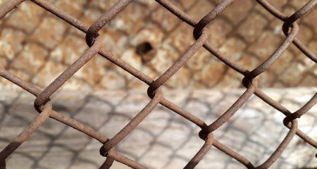 Metal mesh. Technological abstract metal mesh backgroundの写真素材