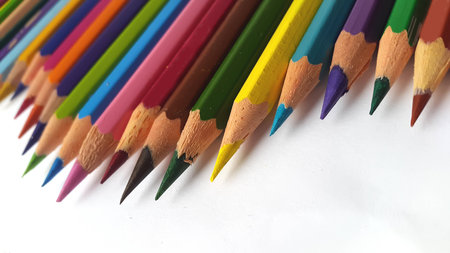Group of Color pencils on white backgroundの写真素材