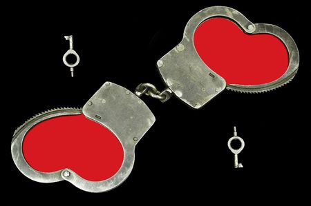 Hearts unseparable, to heart a key, handcuffsの写真素材