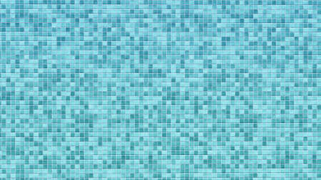 abstract blue mosaic tile wall background with square tiles in swimming poolの写真素材