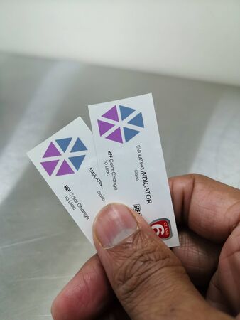 Steam Sterilization Indicator Strip Holding In Hand
