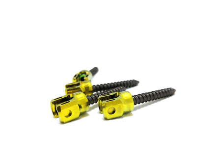Pedicle Screws for Medical Spine Fusion Surgery. White Background