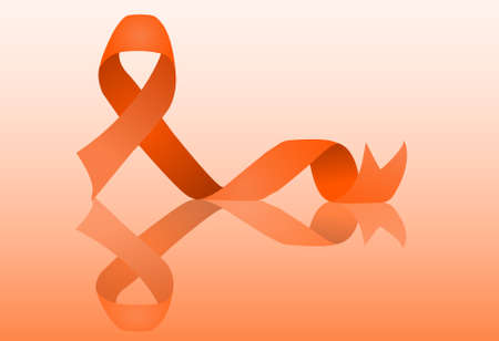 Orange Ribbon Vector Illustration For Support And Awareness Campaigns. Symbol Of Multiple Sclerosis, Self Injury, Kidney Cancer And Leukemiaのイラスト素材