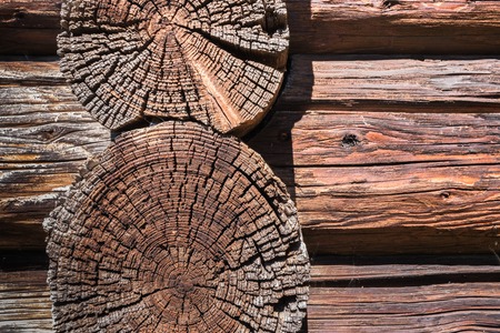 Close-up part of wall of old dilapidated longitudinal and transvの写真素材