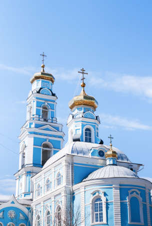 View of the Church of the Ascension in Yekaterinburg in Russia on a clear spring day.