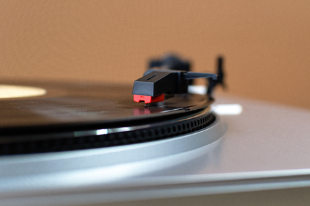 Turntable to play vinyl records.