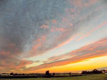 Sunset on the background of beautiful natureの写真素材