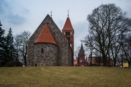 Historic church in the city of Inowroclaw, Polandの写真素材