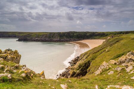 Coast with beach and monuments, Walesの写真素材