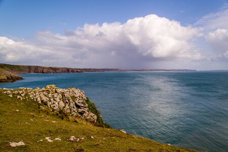 Welsh coast on a summer holiday day.