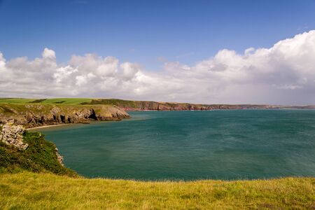 Welsh coast on a summer holiday day.の写真素材