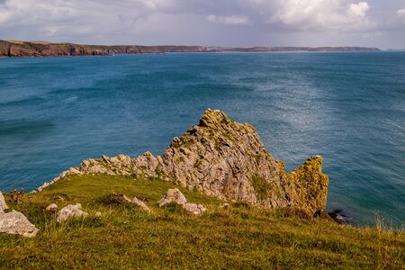 Welsh coast on a summer holiday day.の写真素材