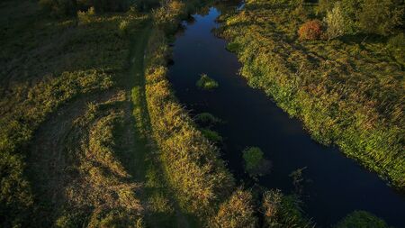 The mysterious river Grabia on a summer day, Poland, 2019.