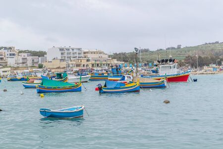 Marsaxlokk is a picturesque fishing port on the island of Malta.の写真素材