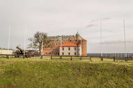 Castle on the hill in Golub city Dobrzyn, panorama of the city center, Poland