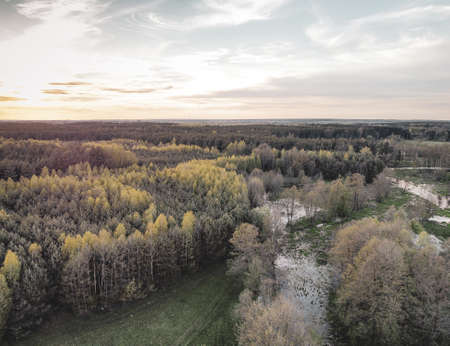 Low flight over the small Grabia River, Poland.