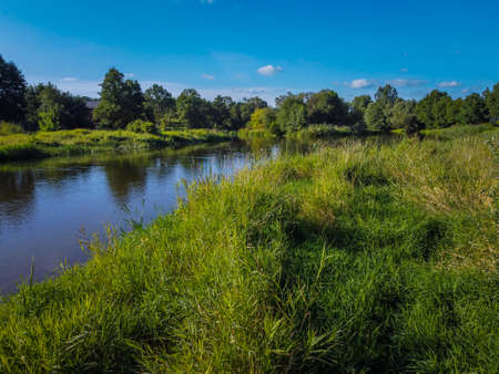 A photo from a drone showing the Warta River in central Poland.