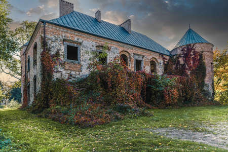 A historic castle in central Poland, in the village of Modliszewice.のeditorial素材