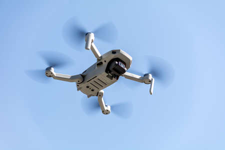 A drone weighing 249 grams in flight.の写真素材