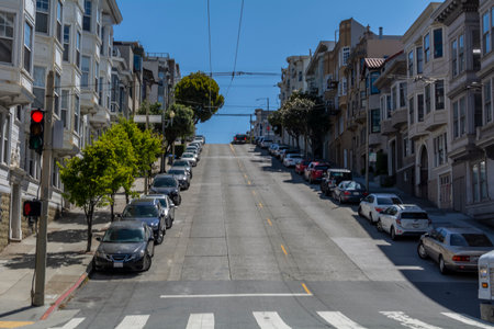 San Francisco, California - streets and houses.のeditorial素材