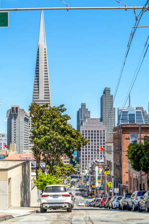 San Francisco, California - streets and houses.のeditorial素材